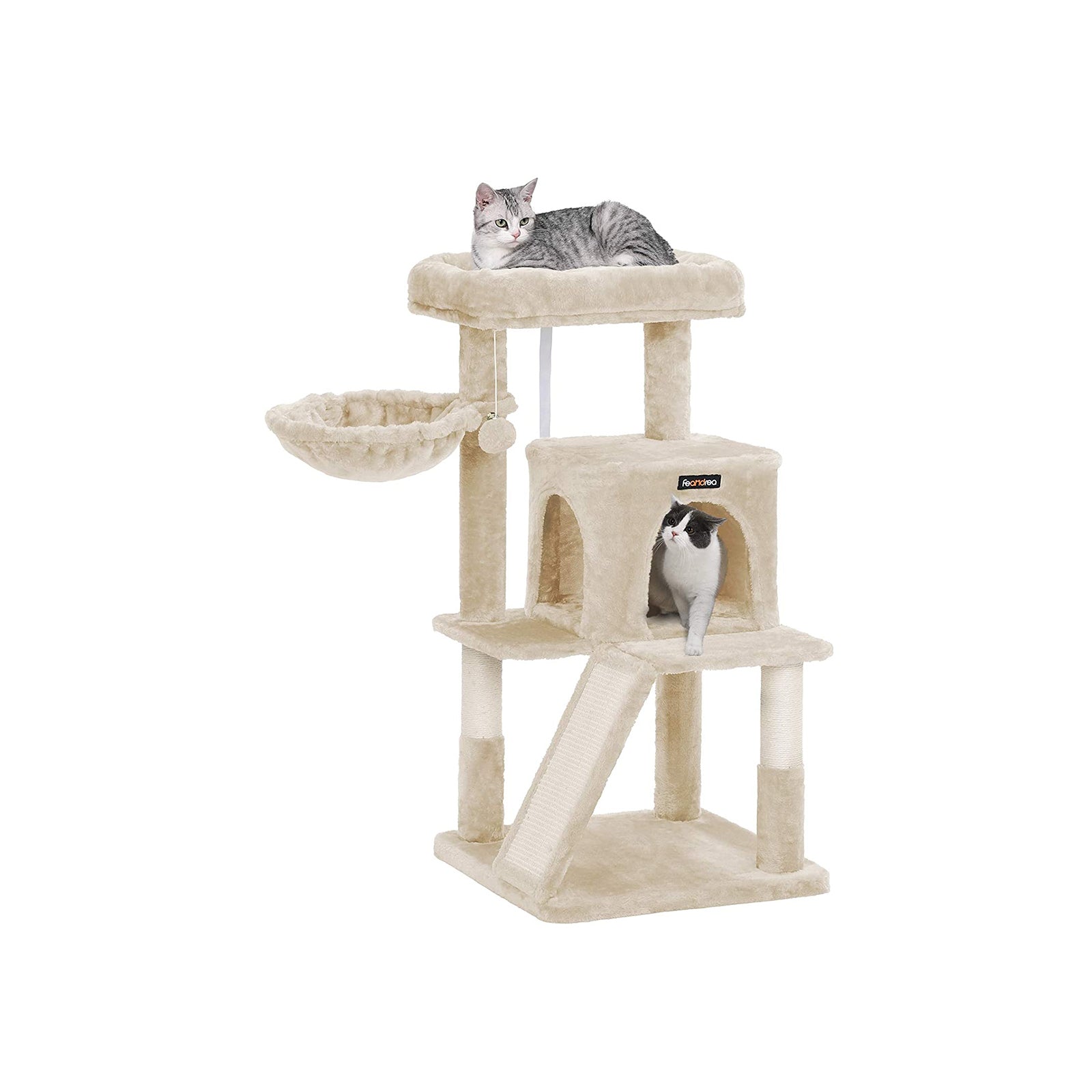 Grebalica s 2 krevetića i kućicom za mace, visine 96 cm, bež boje | FEANDREA | FEANDREA-vitahome.hr