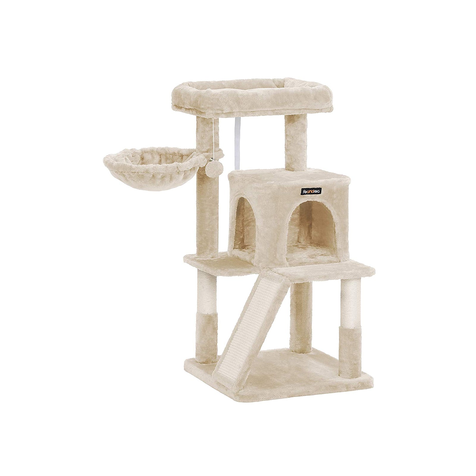 Grebalica s 2 krevetića i kućicom za mace, visine 96 cm, bež boje | FEANDREA | FEANDREA-vitahome.hr