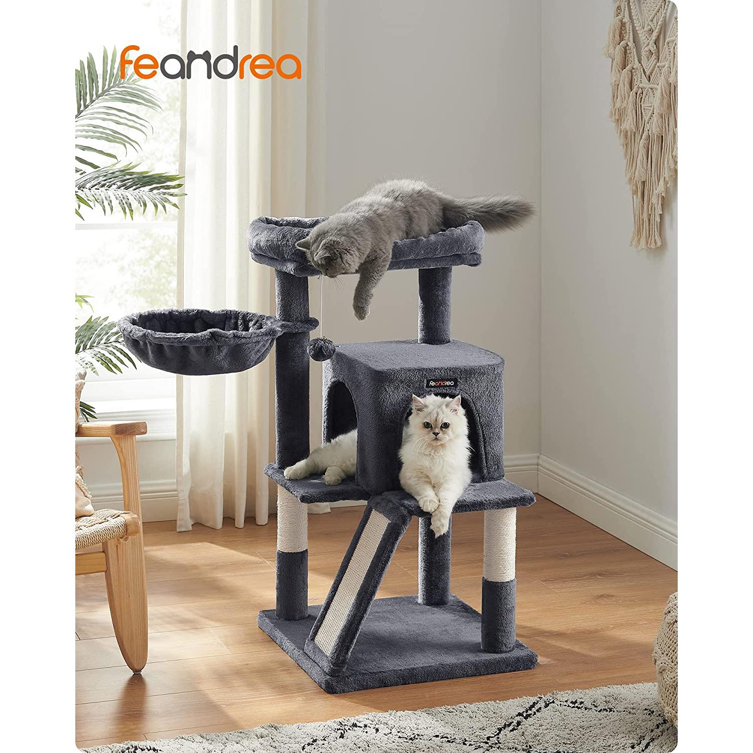 Grebalica s 2 krevetića i kućicom za mace, visine 96 cm, tamno sive boje | FEANDREA | FEANDREA-vitahome.hr