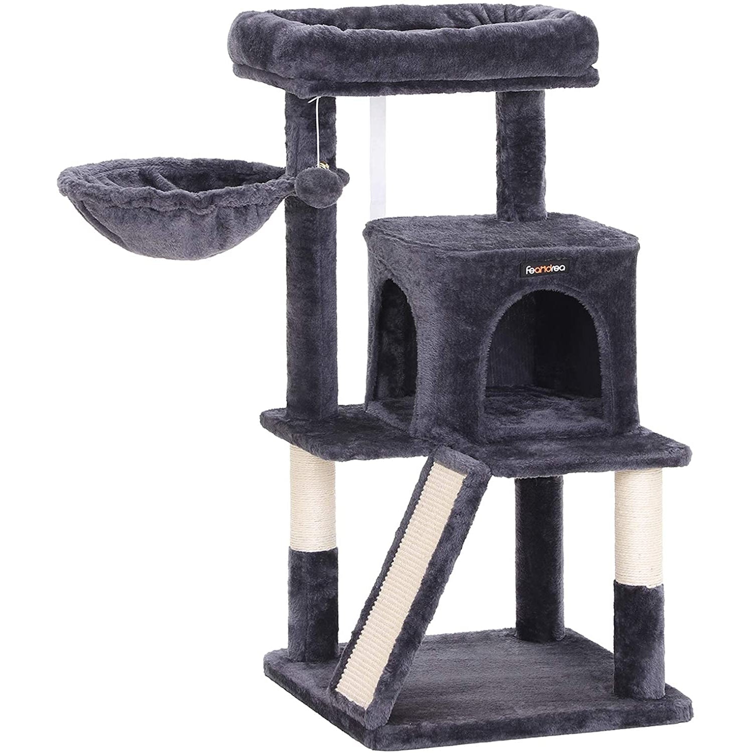 Grebalica s 2 krevetića i kućicom za mace, visine 96 cm, tamno sive boje | FEANDREA | FEANDREA-vitahome.hr