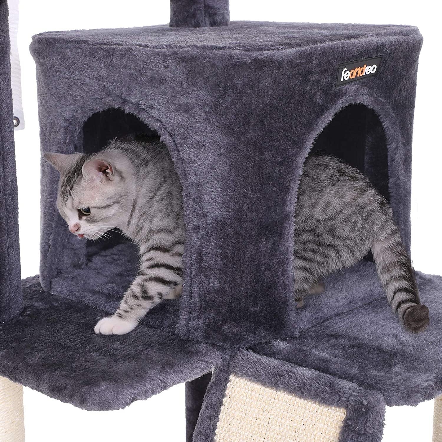 Grebalica s 2 krevetića i kućicom za mace, visine 96 cm, tamno sive boje | FEANDREA | FEANDREA-vitahome.hr