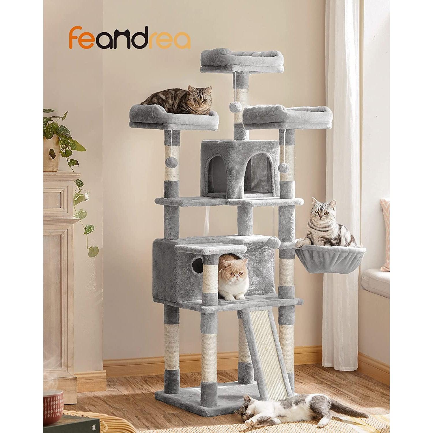 Grebalica za mačke, XXL stup za mačke visine 169 cm, sivo - bež boje | FEANDREA | FEANDREA-vitahome.hr