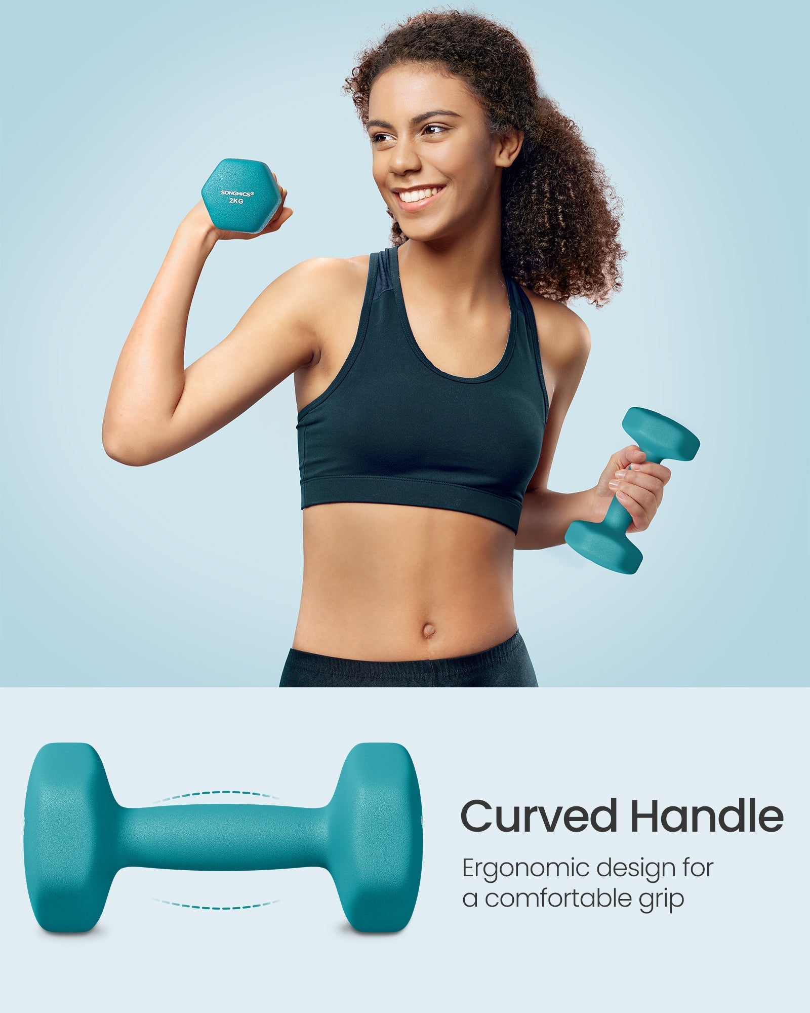 Hexa set bučica s postoljem - 1-3 kg, neoprenska, za kućno vježbanje