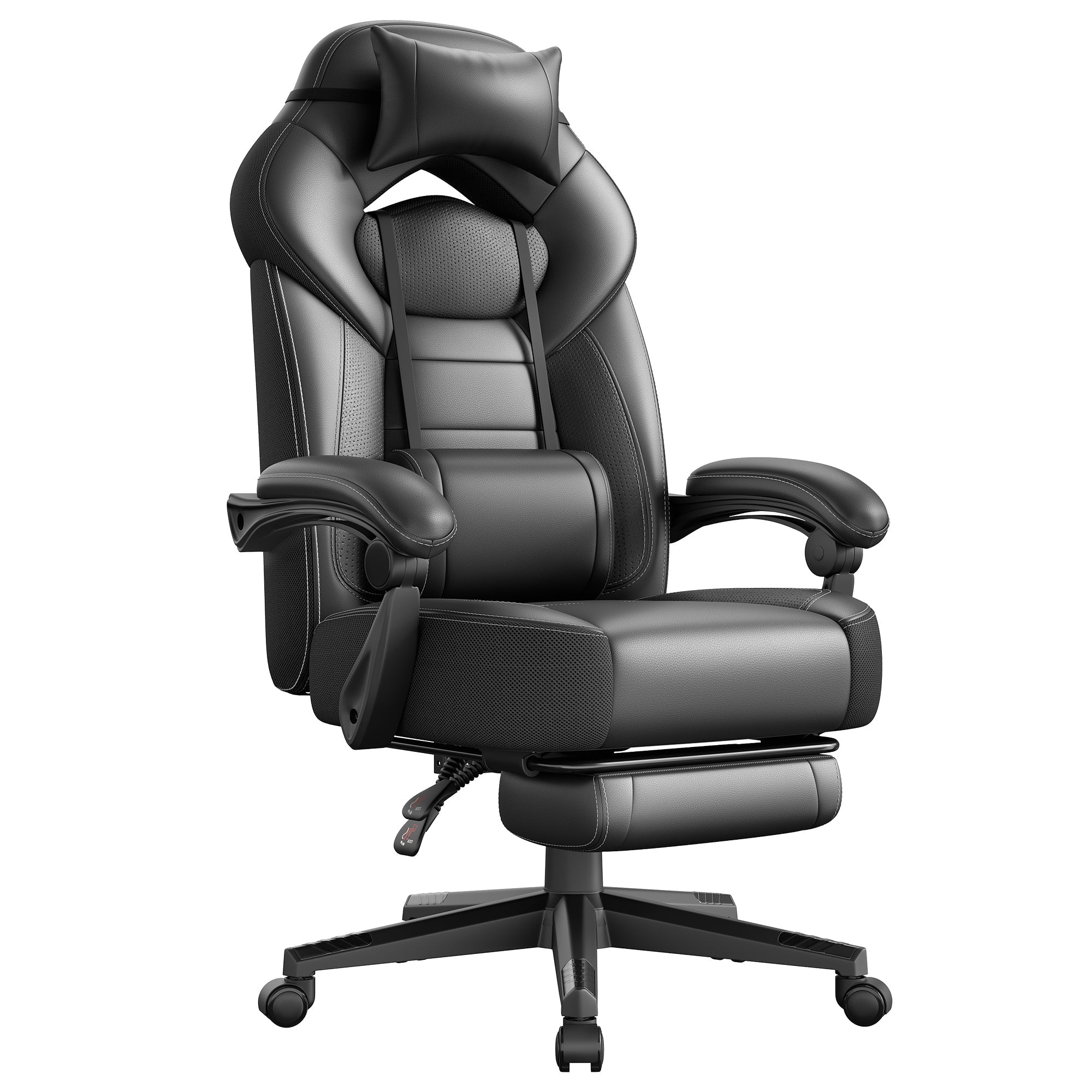 Igračka stolica s naslonom za noge, ergonomski dizajn, crna boja