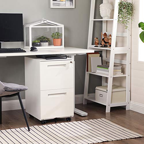 Iratszekrény, 2 fiókkal, zárral,összeszerelt irodai szekrény, fehér-SONGMICS-Vita Home