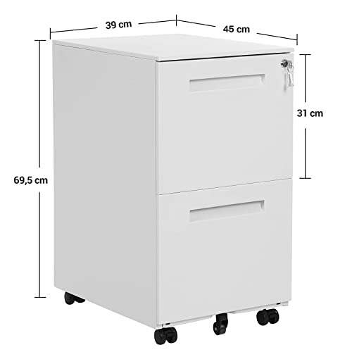 Iratszekrény, 2 fiókkal, zárral,összeszerelt irodai szekrény, fehér-SONGMICS-Vita Home