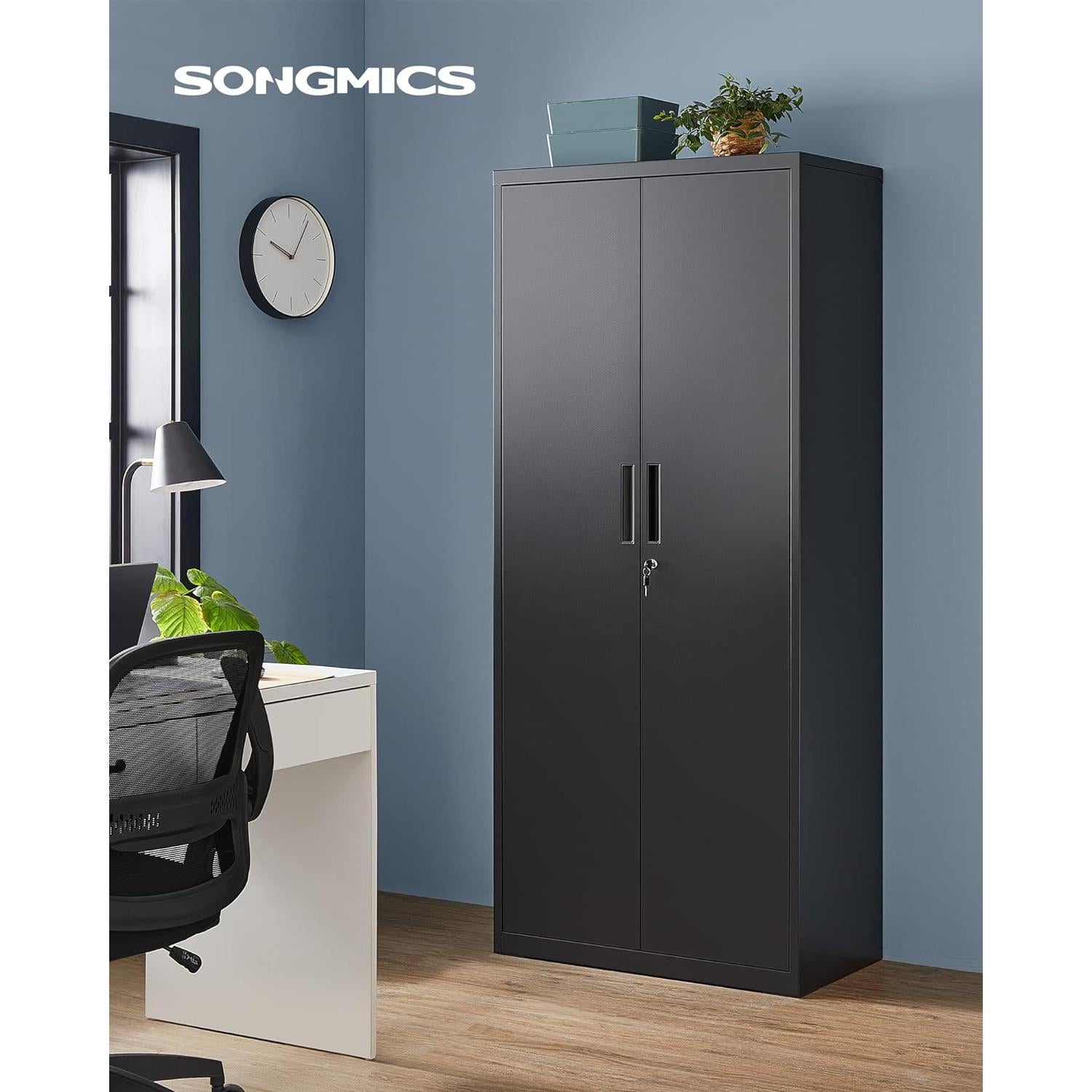 Iratszekrény, többcélú szerszámos szekrény, acél tároló szekrény, fekete-SONGMICS-Vita Home