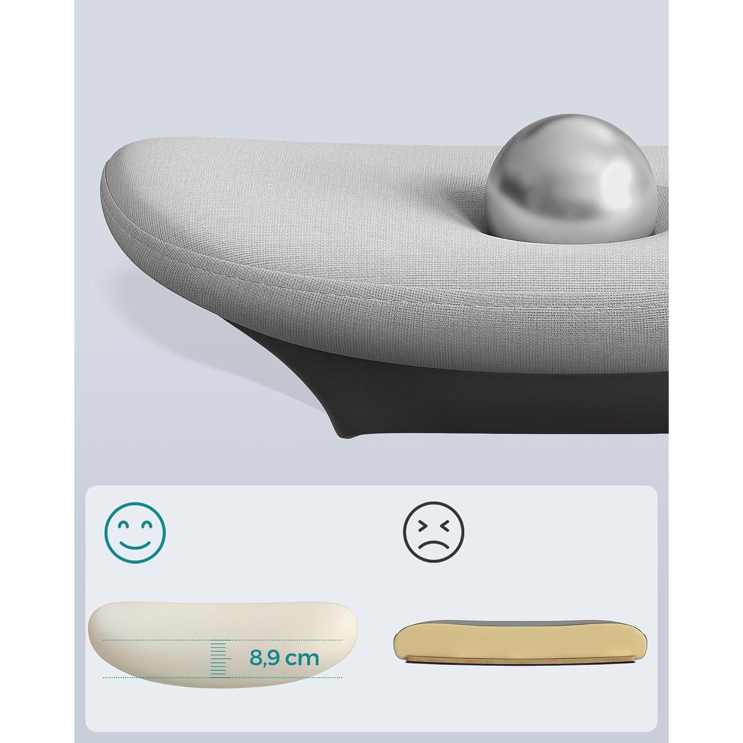 Irodai szék, ergonomikus állítható vászon szék, dönthető háttámlával, szürke-SONGMICS-Vita Home