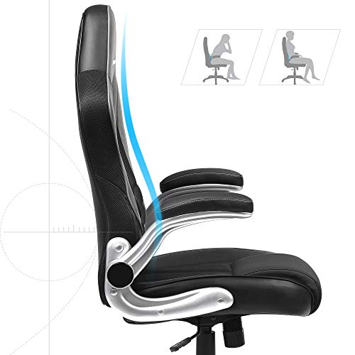 irodai szék, ergonomikus forgószék, felhajtható karfás, fekete-SONGMICS-Vita Home