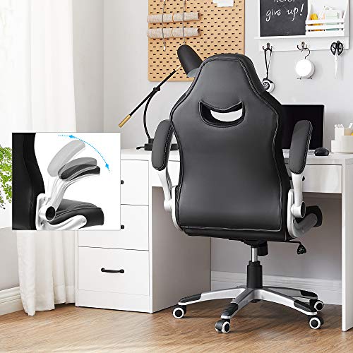 irodai szék, ergonomikus forgószék, felhajtható karfás, fekete-SONGMICS-Vita Home