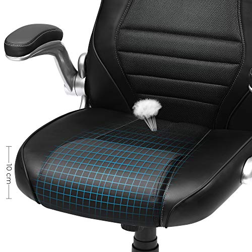 irodai szék, ergonomikus forgószék, felhajtható karfás, fekete-SONGMICS-Vita Home