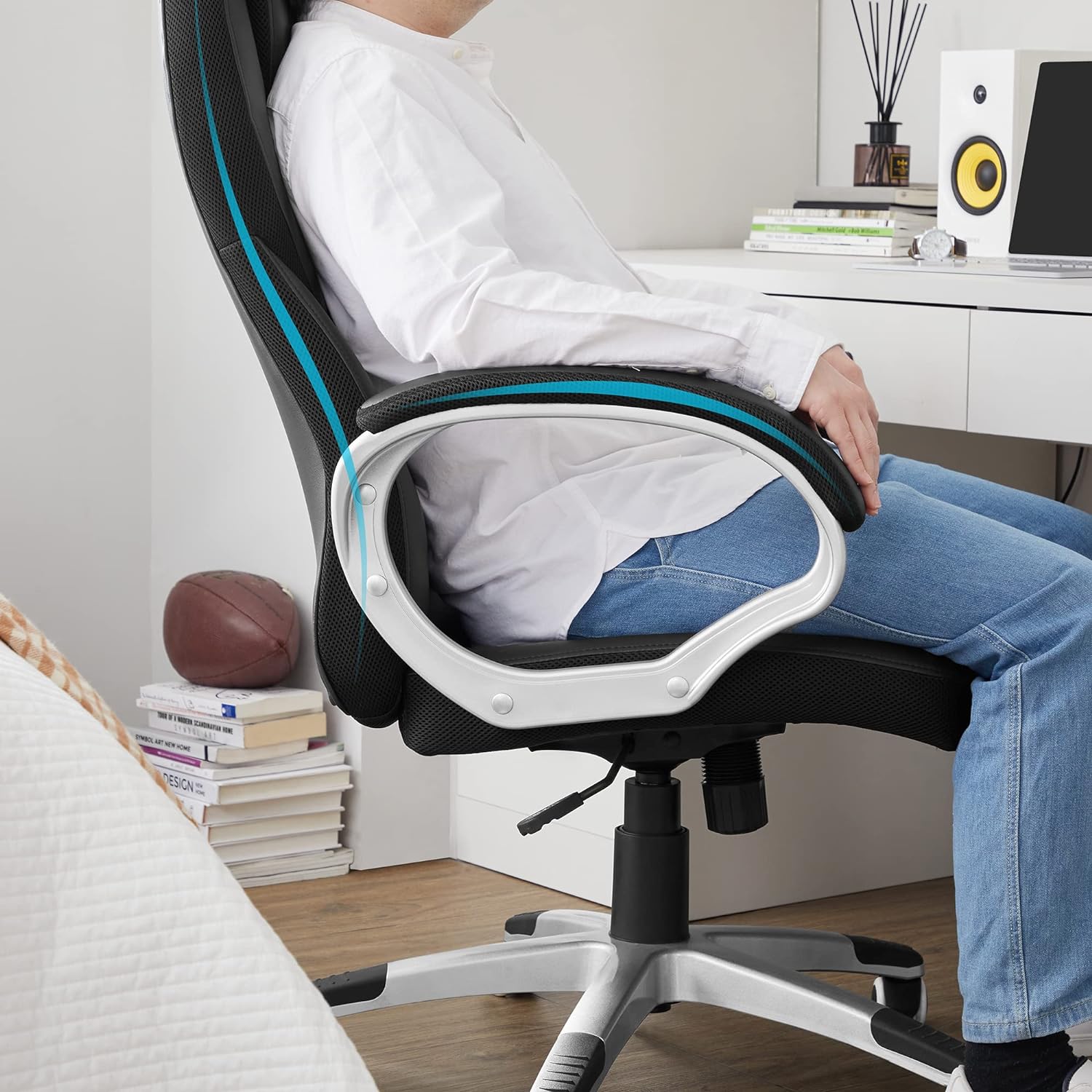 Irodai szék magas háttámlával, állítható magasságú, ergonomikus, fekete-SONGMICS-Vita Home