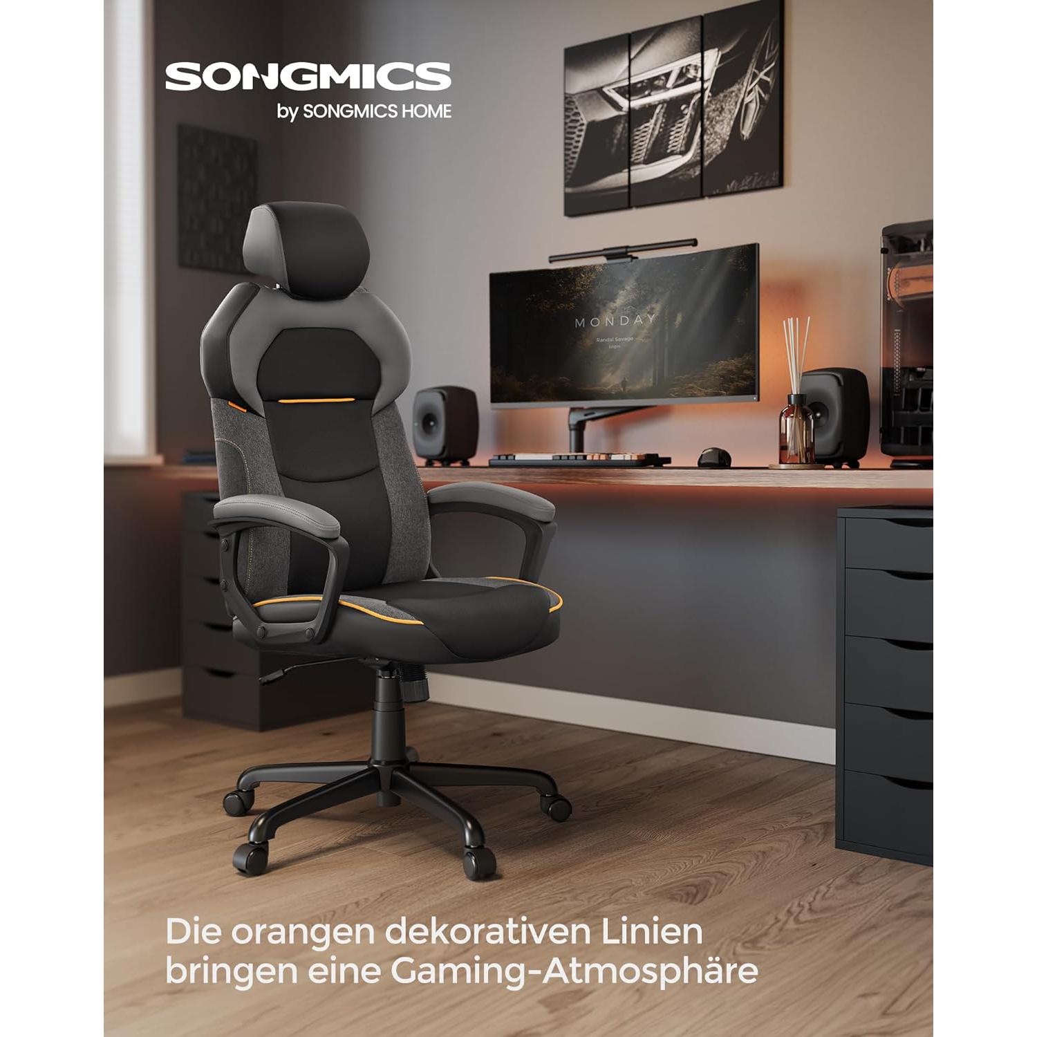 Irodai szék, számítógépes szék, állítható fejtámlával, fekete-SONGMICS-Vita Home