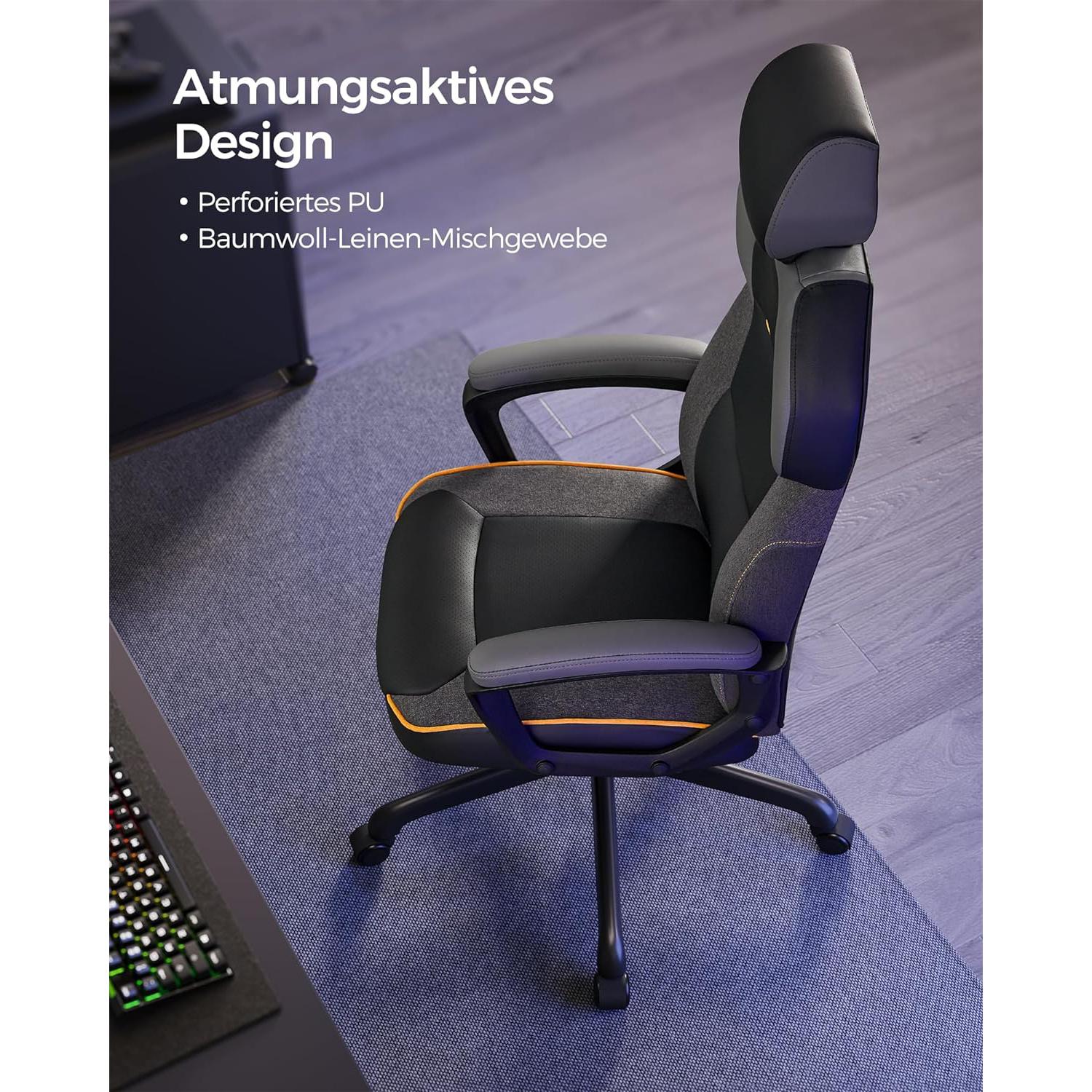 Irodai szék, számítógépes szék, állítható fejtámlával, fekete-SONGMICS-Vita Home