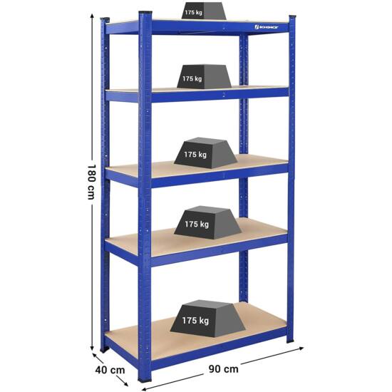 Izdržljiva metalna polica za odlaganje, 90 x 180 x 40 cm, nosivost do 875 kg | SONGMICS-vitahome.hr
