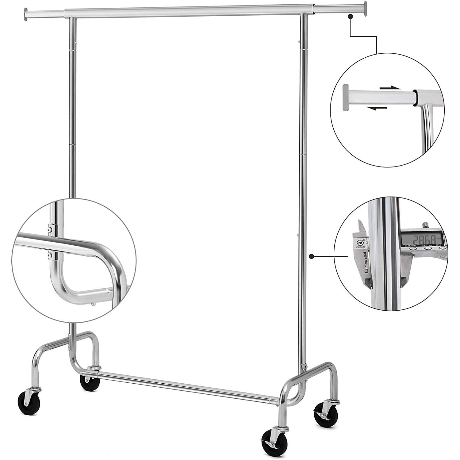 Izdržljivi metalni stalak za odjeću na kotače, nosivost 130 kg, 110-150 cm | SONGMICS-vitahome.hr