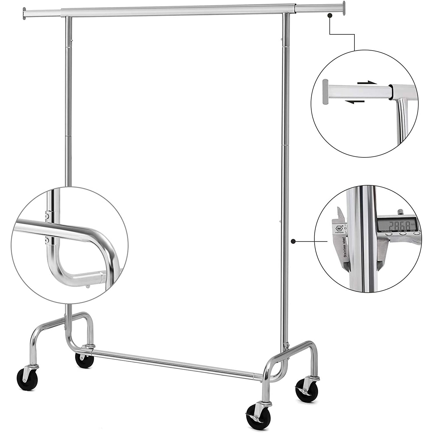 Izdržljivi metalni stalak za odjeću na kotače, nosivost 130 kg, 110-150 cm | SONGMICS-vitahome.hr