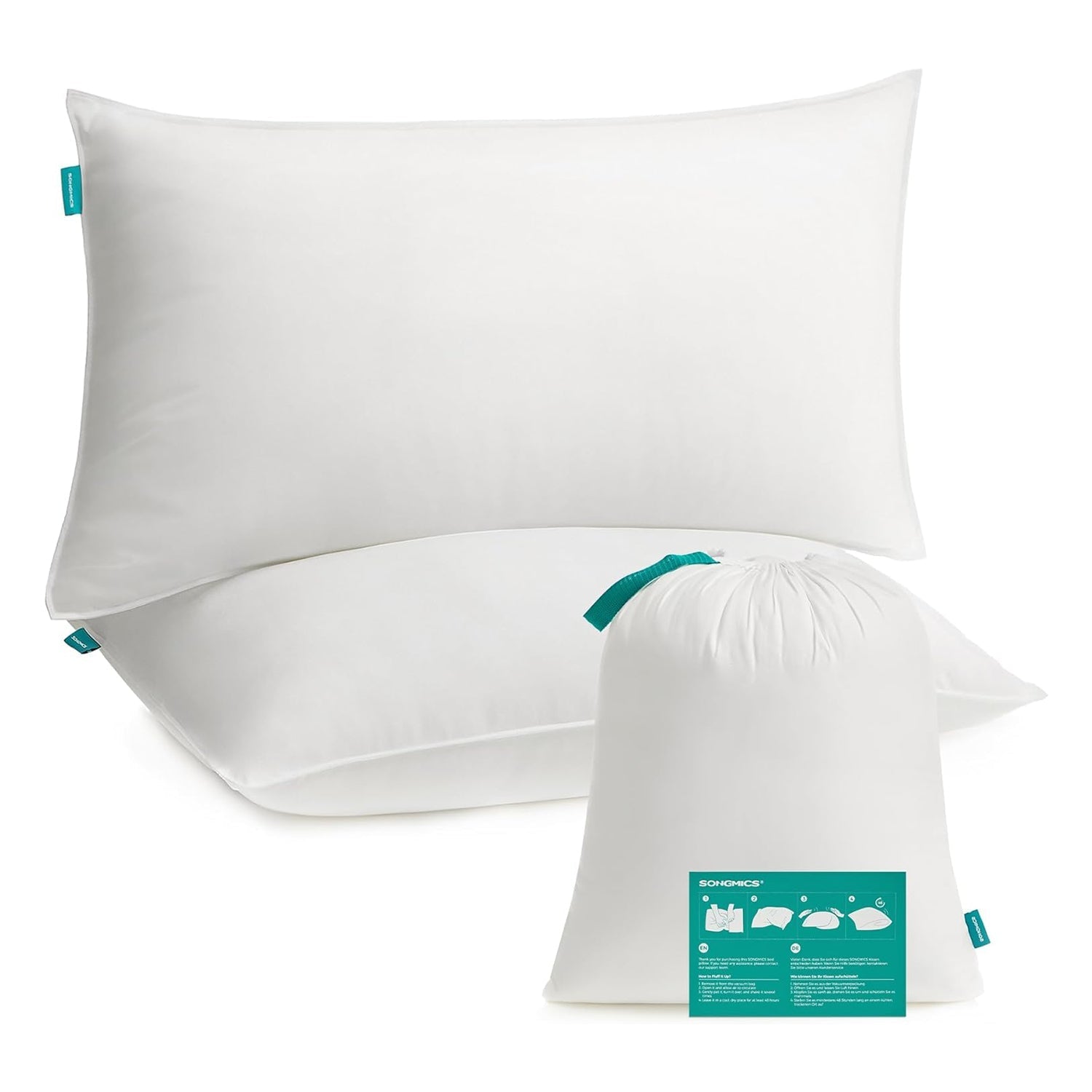 Jastuci za krevet 50 x 70 cm, set od 2 komada, bijeli | SONGMICS-vitahome.hr