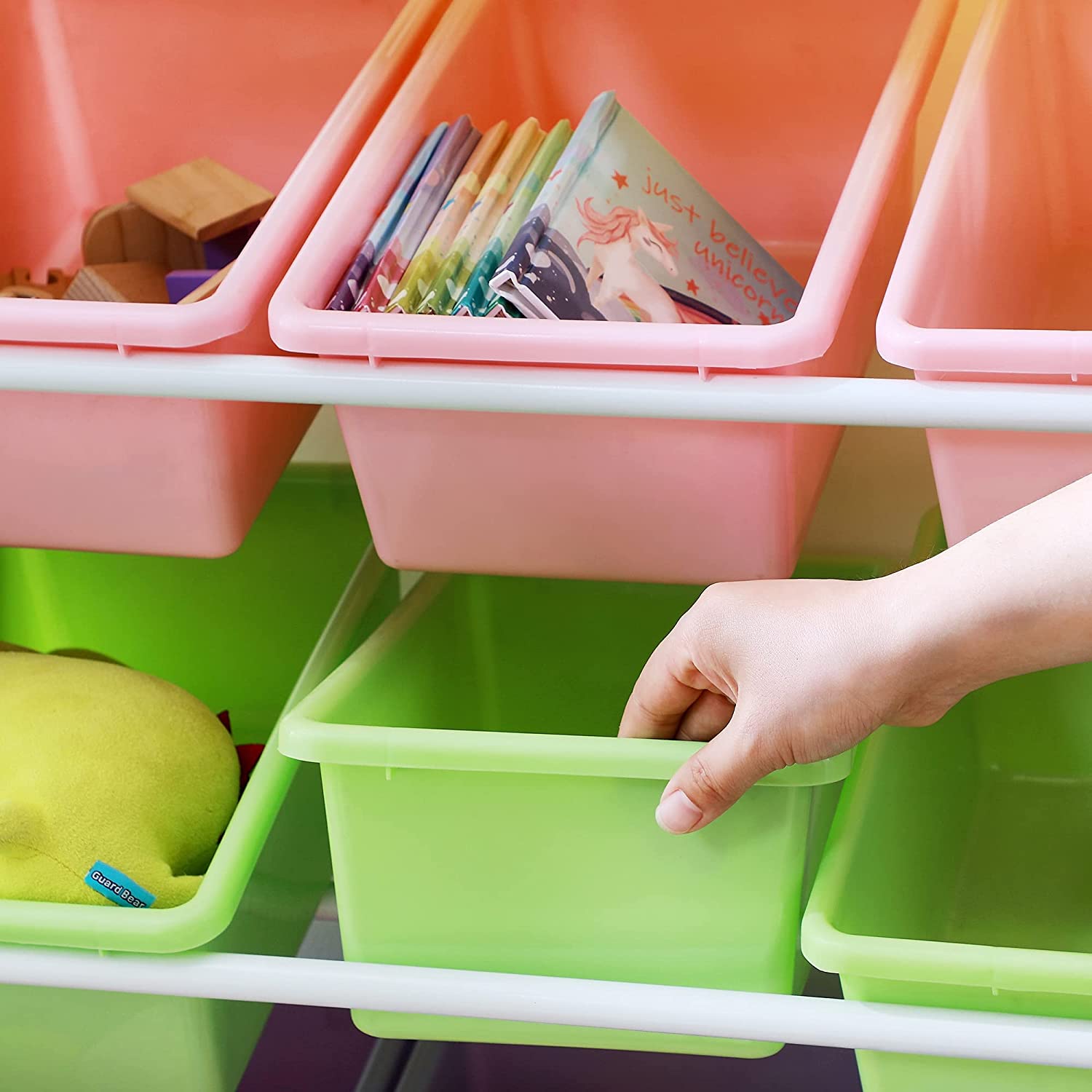 jedinica za pohranjivanje igračaka, stalak za organiziranje dječjih igračaka s 12 uklonjivih PP plastičnih kutija | SONGMICS-vitahome.hr
