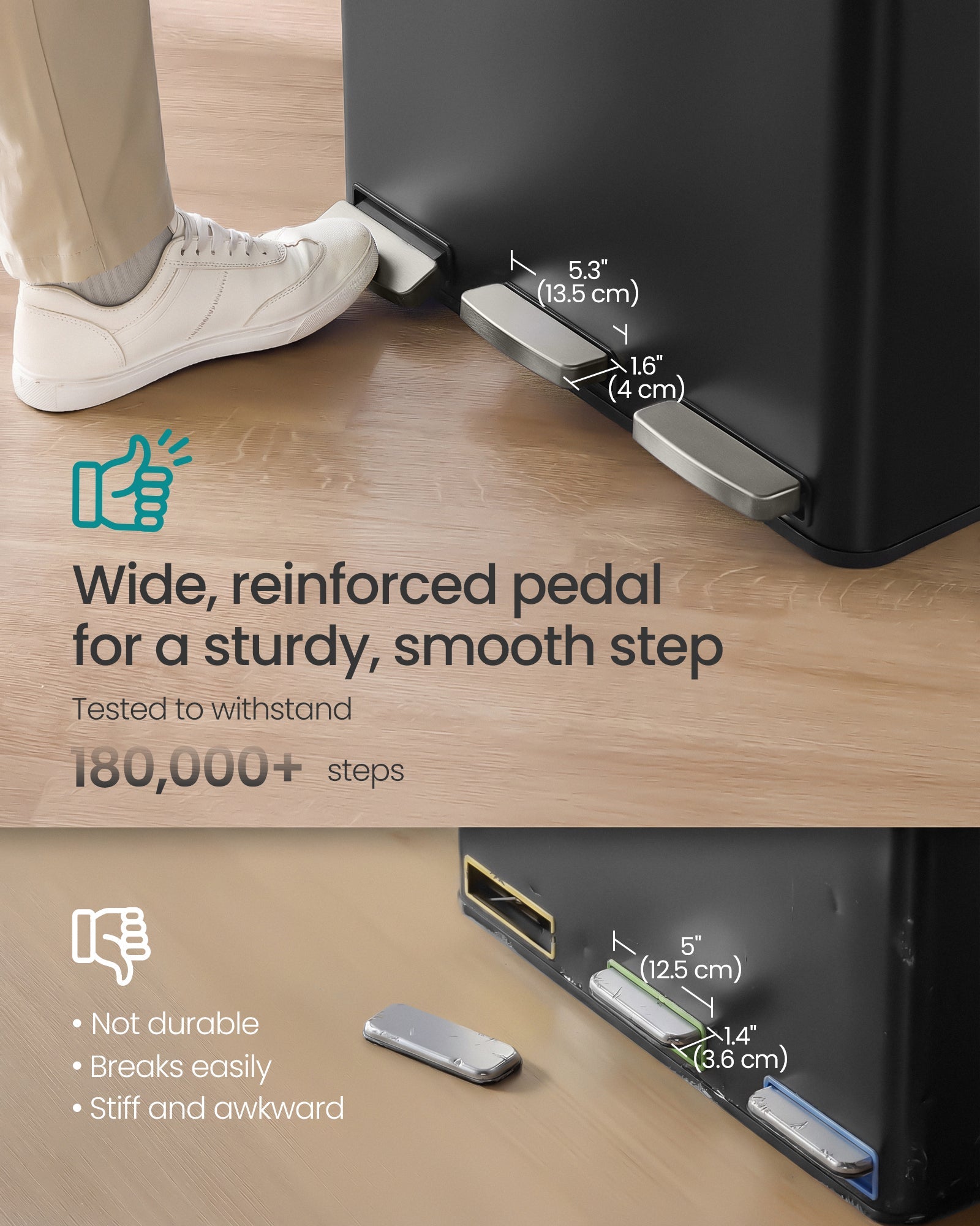 Kanta za selektivni odpad s 3 pregrade, 2 x 18L, 62 x 35,3 x 54 cm, crna | SONGMICS