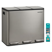 Kanta za selektivni odpad s 3 pregrade, 3x 18L, 62 x 35,3 x 54 cm, srebrna | SONGMICS