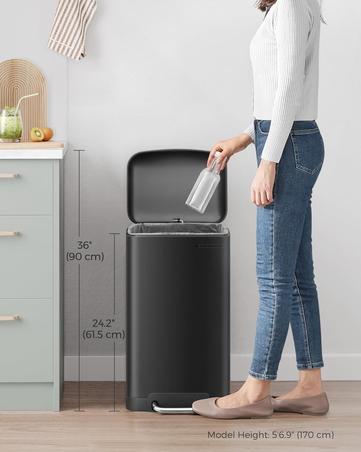 Kanta za smeće, kapaciteta 30 L, 34 x 25 x 61,5 cm, crne boje | SONGMICS-vitahome.hr