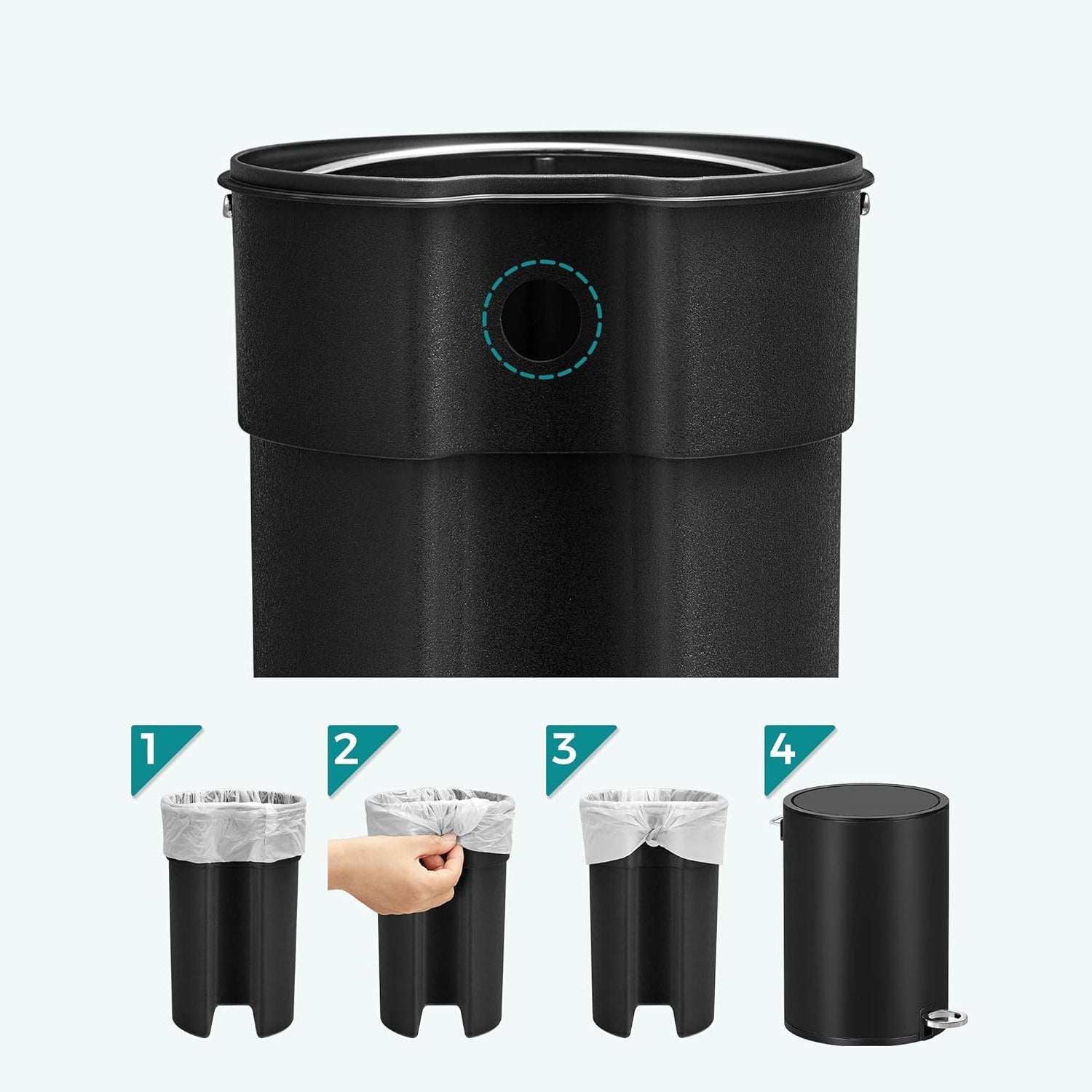 Kanta za smeće od čelika zapremnine do 3 litre, crna | SONGMICS-vitahome.hr