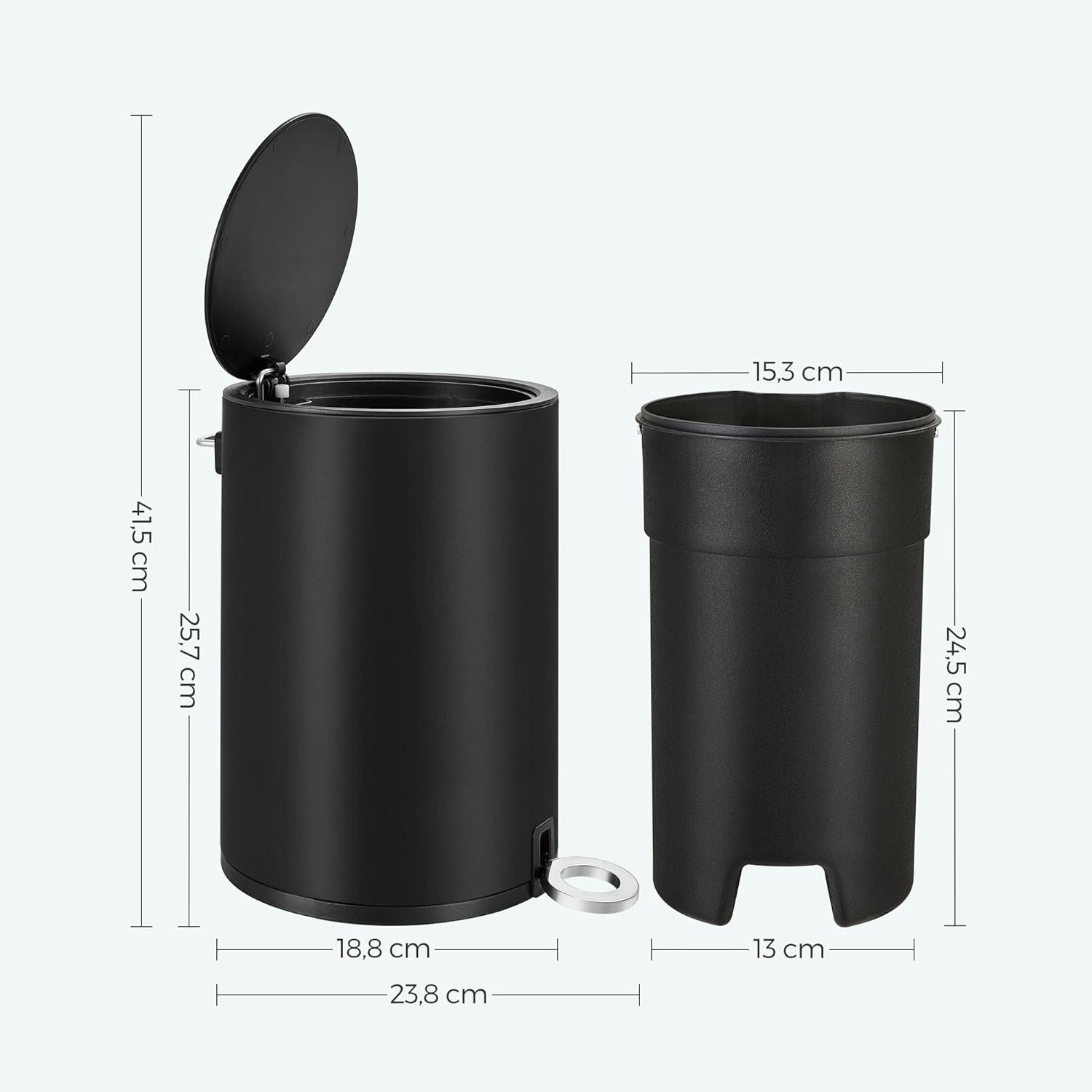 Kanta za smeće od čelika zapremnine do 3 litre, crna | SONGMICS-vitahome.hr