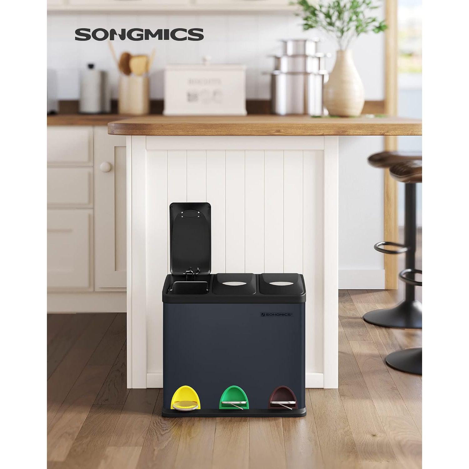 Kanta za smeće za recikliranje, kanta s pedalom 3 u 1 od 24 litre, siva | SONGMICS-vitahome.hr