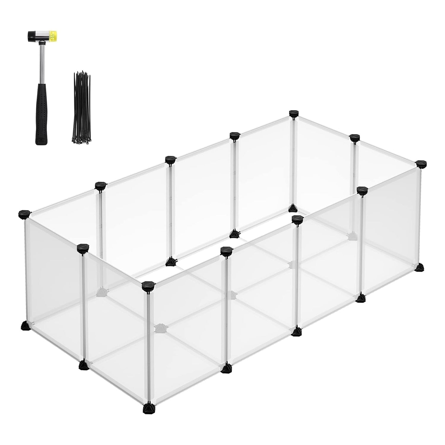 Kavez za male životinje, plastični prozirni paneli, 125 x 63 x 42 cm, bjela boja | SONGMICS-vitahome.hr