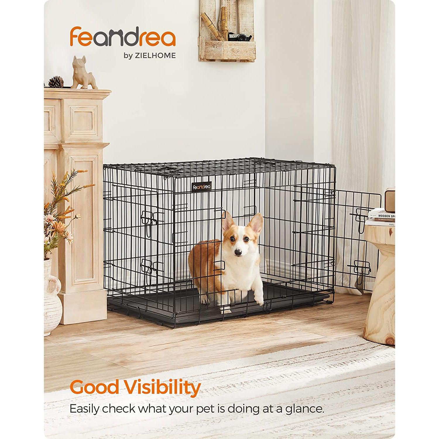 Kavez za pse, 2 vrata, sklopiva prijenosna kućica za pse 2,5 x 64 x 57,5 cm | FEANDRA | FEANDREA-vitahome.hr