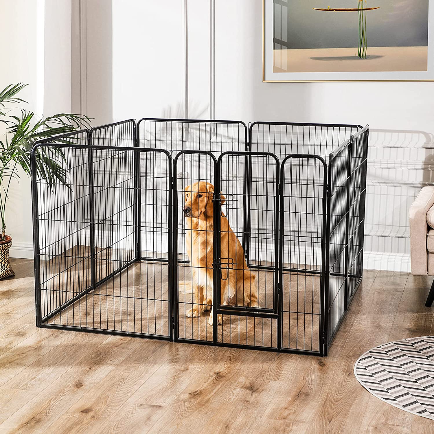 Kavez za pse, igralište za kućne ljubimce s 8 ploča, 77 x 100 cm | FEANDREA-vitahome.hr