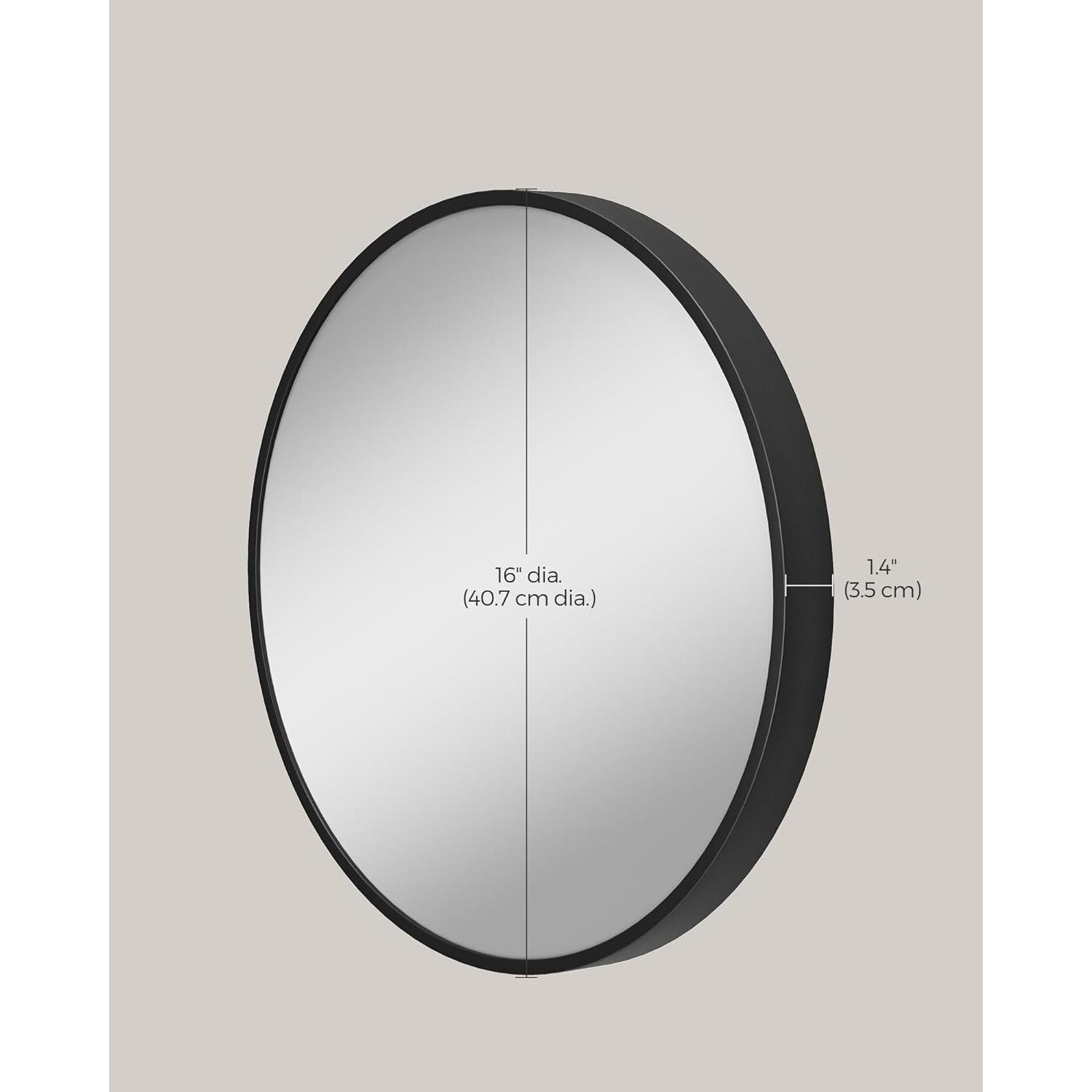 Kerek fürdőszobai tükör fekete keretben 40 cm-SONGMICS-Vita Home