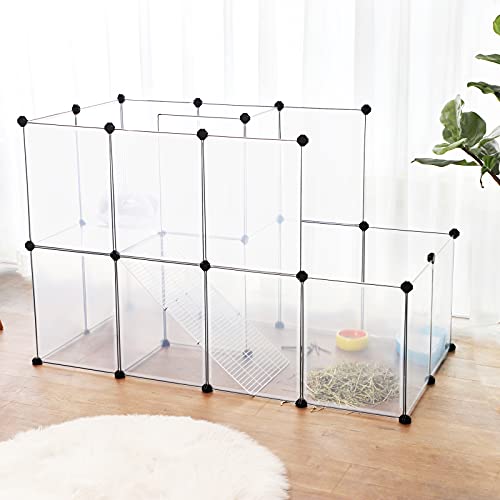 Kisállat járóka, ketrec tengerimalacoknak, moduláris, műanyag, átlátszó-SONGMICS-Vita Home