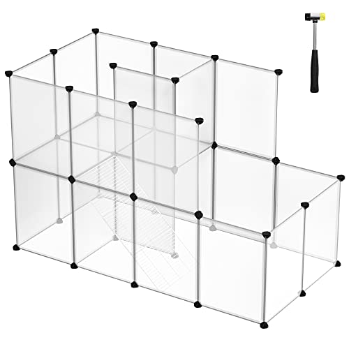 Kisállat járóka, ketrec tengerimalacoknak, moduláris, műanyag, átlátszó-SONGMICS-Vita Home