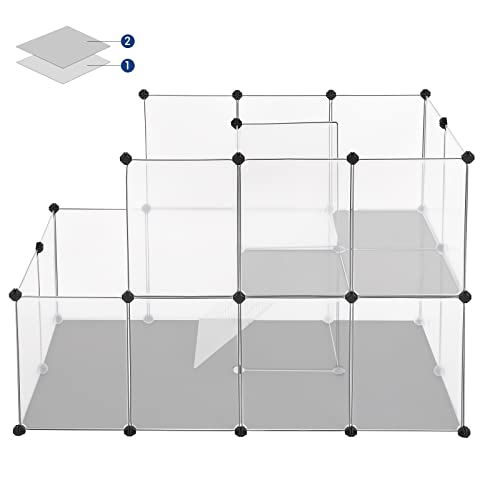 Kisállat járóka, ketrec tengerimalacoknak, moduláris, műanyag, átlátszó-SONGMICS-Vita Home