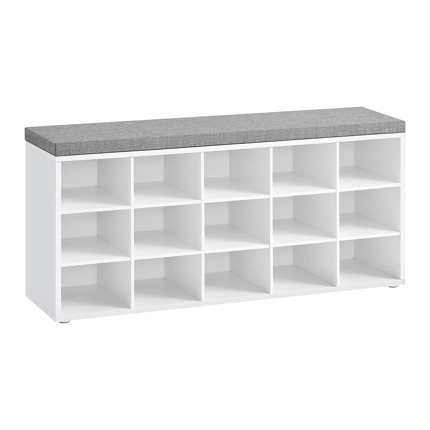 Klupa s podstavljenim sjedalom i policama za cipele, 30x105x48 cm, bijelo-siva | VASAGLE-vitahome.hr