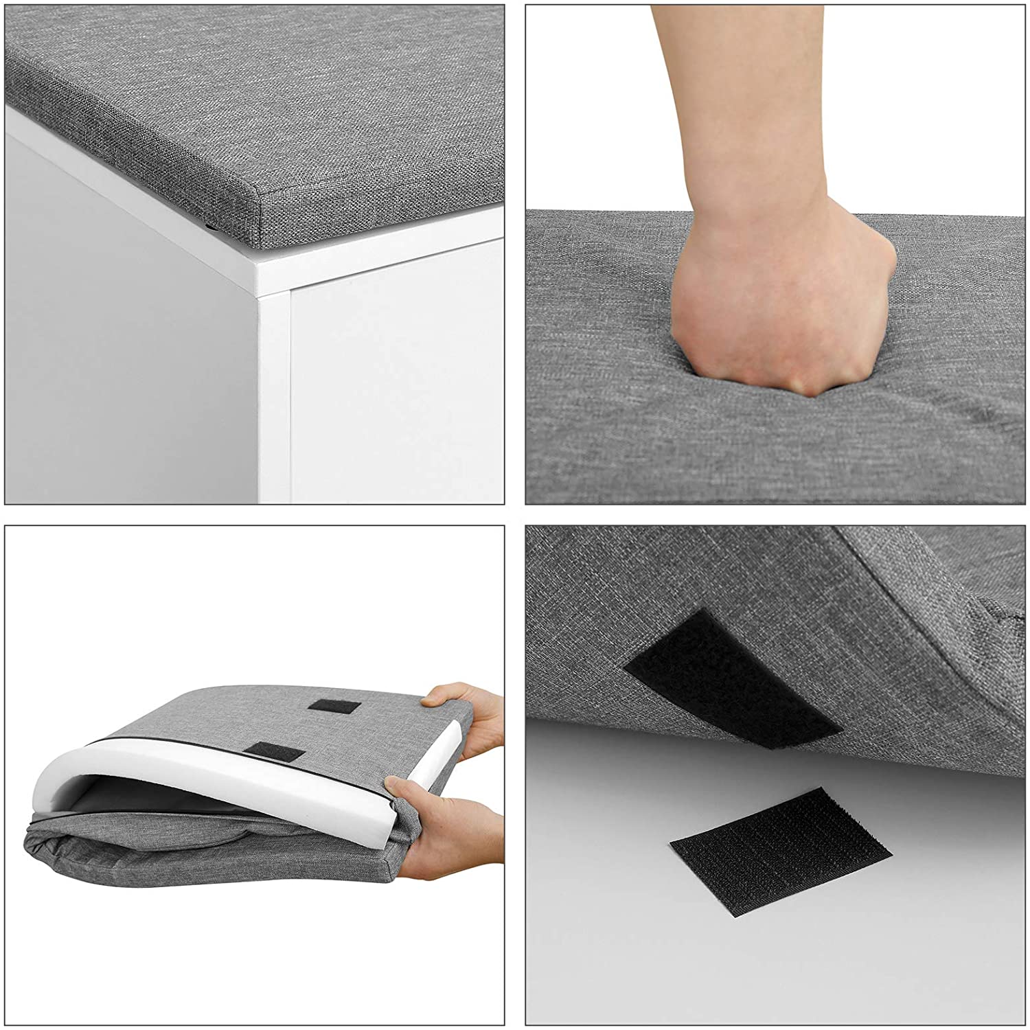 Klupa s podstavljenim sjedalom i prostorom za cipele, 100x48x30 cm, bijela | VASAGLE-vitahome.hr