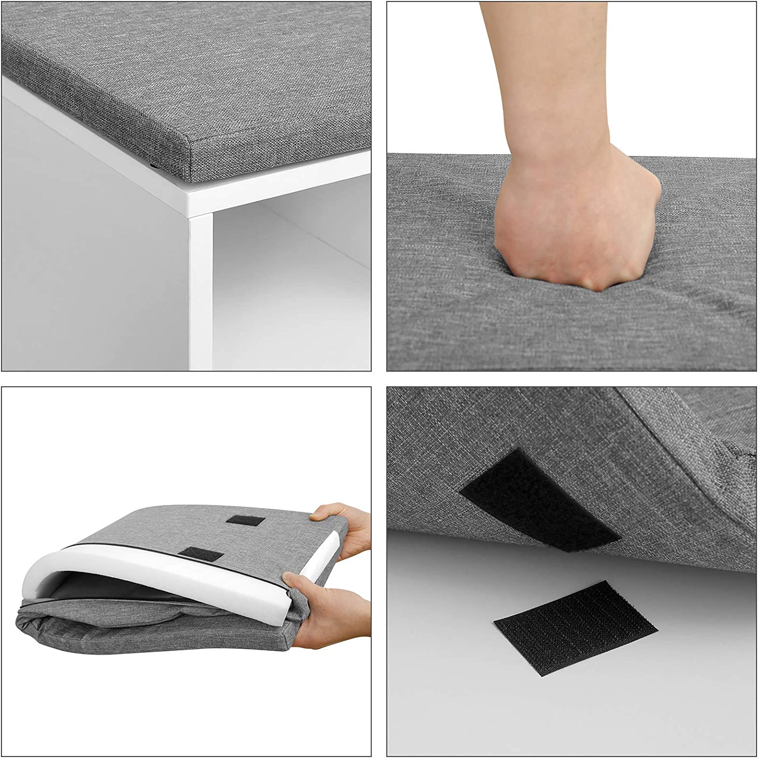 Klupa s policama za cipele, 104 x 30 x 48 cm, bijelo-siva | VASAGLE-vitahome.hr