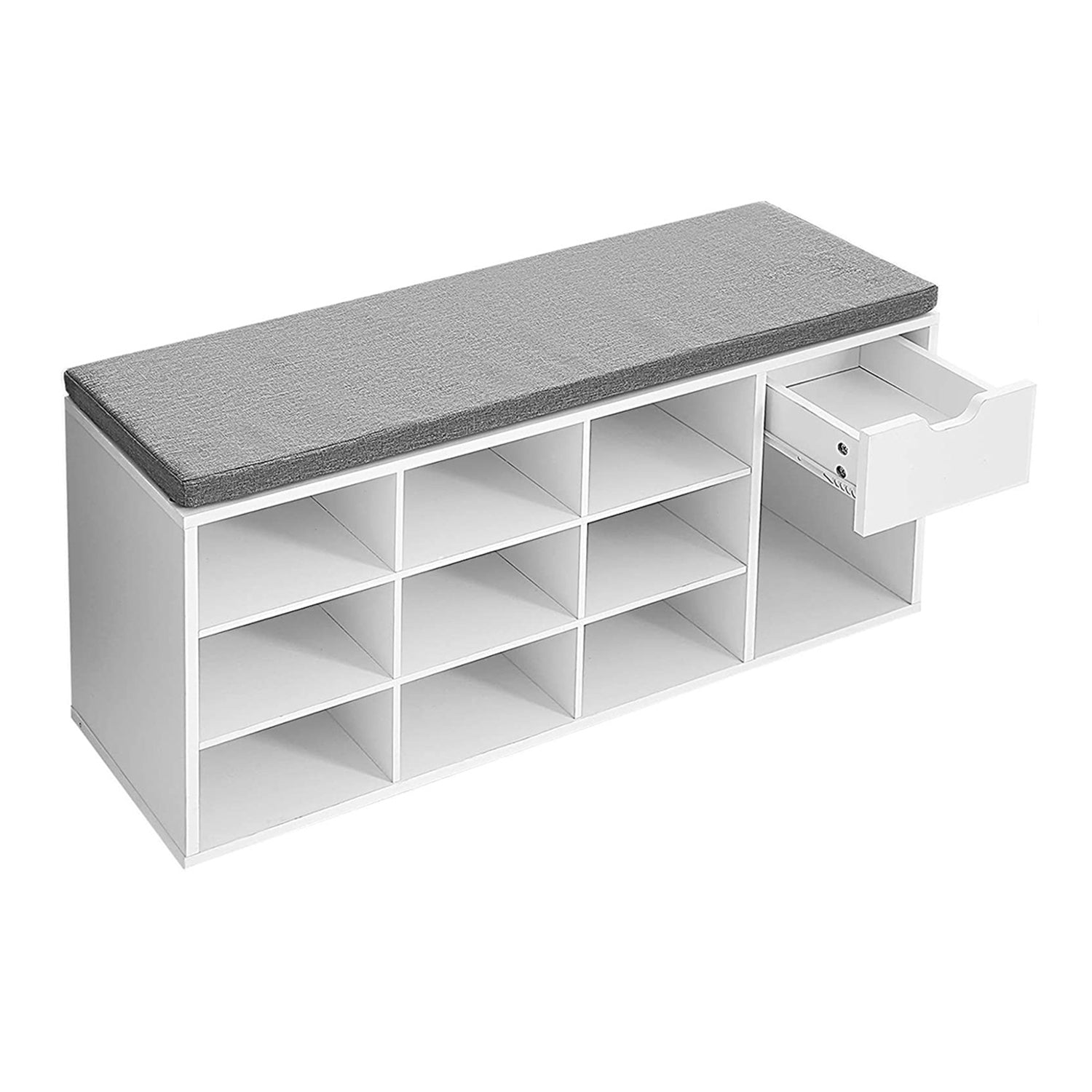 Klupa s policama za cipele, 104 x 30 x 48 cm, bijelo-siva | VASAGLE-vitahome.hr