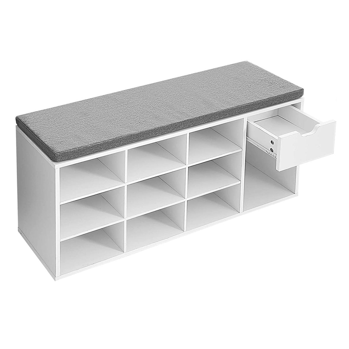 Klupa s policama za cipele, 104 x 30 x 48 cm, bijelo-siva | VASAGLE-vitahome.hr