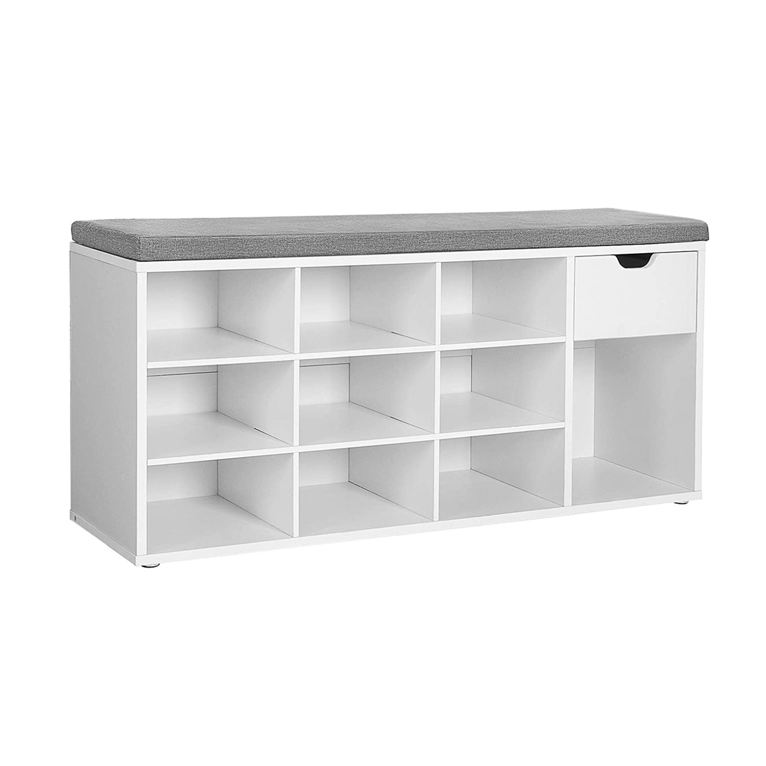Klupa s policama za cipele, 104 x 30 x 48 cm, bijelo-siva | VASAGLE-vitahome.hr