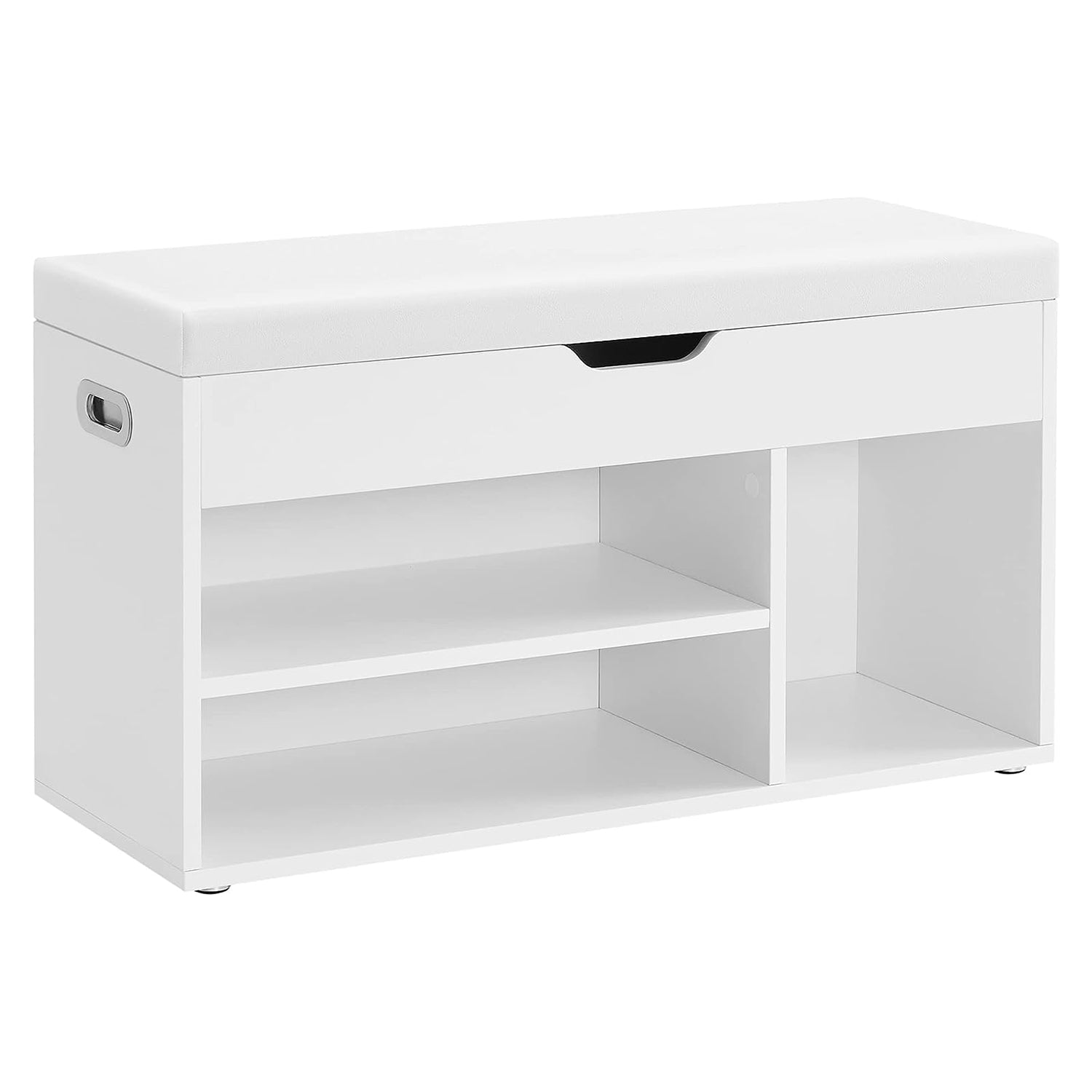 Klupa s policama za cipele i spremištem ispod sjedala 80 x 44 x 30 cm, bijela | VASAGLE-vitahome.hr
