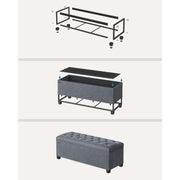 Klupa s prostorom za pohranu, 40 x 110 x 40 cm, nosivost do 300kg, siva | SONGMICS-vitahome.hr