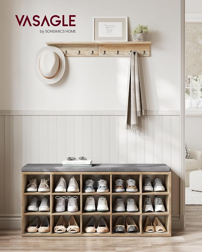 Klupa sa stalkom za cipele, 30×105×48 cm, tirkizno smeđa-siva