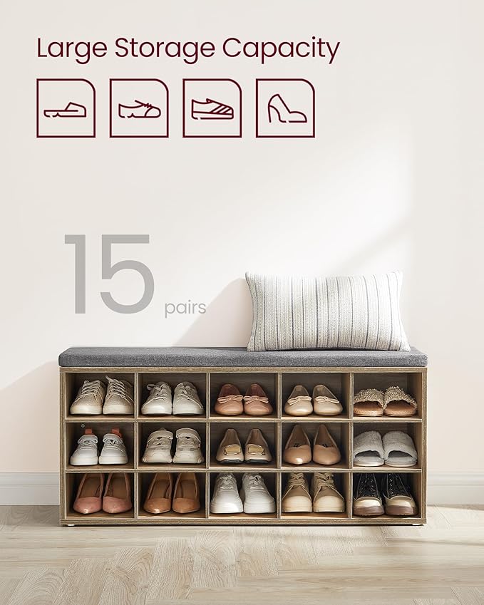 Klupa sa stalkom za cipele, 30×105×48 cm, tirkizno smeđa-siva