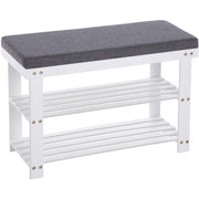 Klupa sa stalkom za cipele, od bambusa, 71 x 49 x 29 cm, bijela i siva | SONGMICS-vitahome.hr