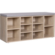 Klupa za cipele s 10 odjeljaka i jastucima 104 x 30 x 48 cm, boja hrasta | VASAGLE-vitahome.hr