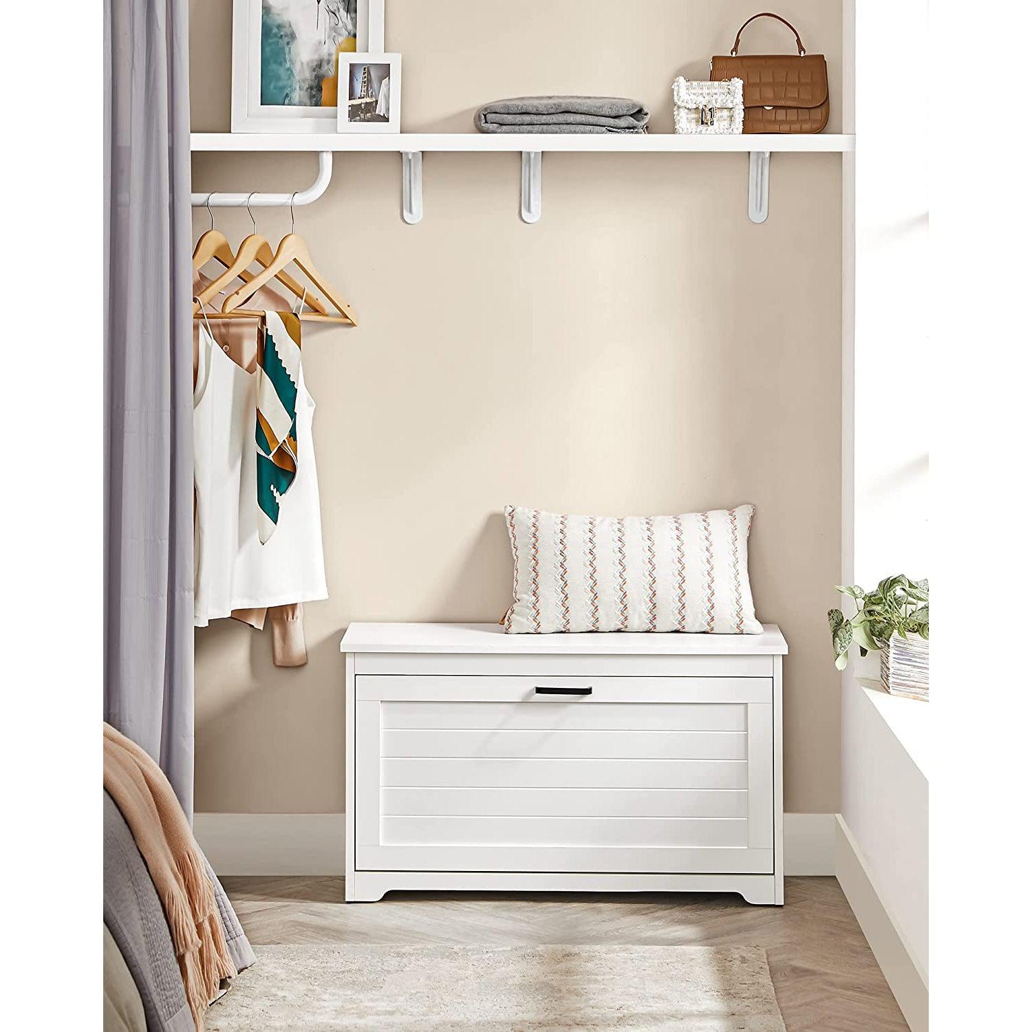 Klupa za cipele s podesivim unutarnjim pregradama, 80 x 30 x 46 cm, bijela | VASAGLE-vitahome.hr