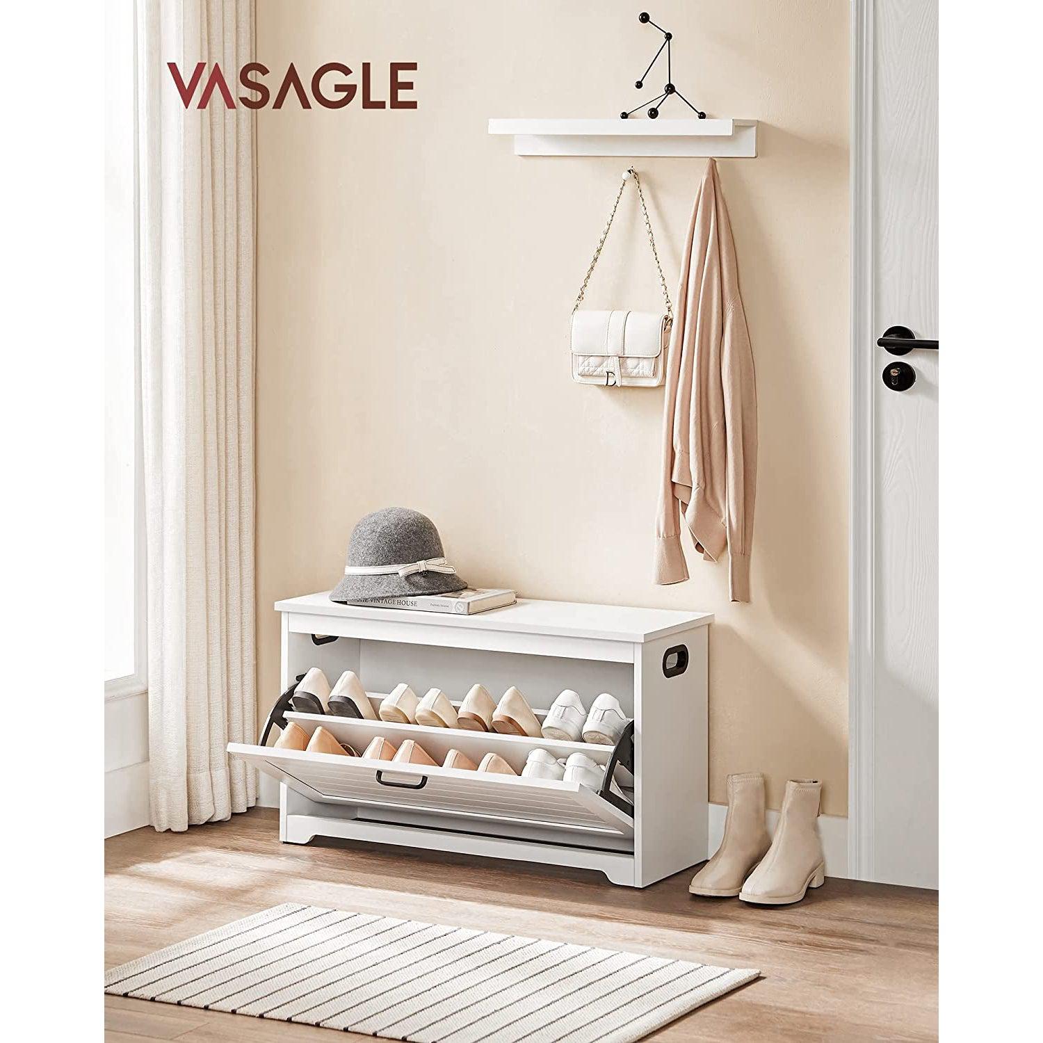 Klupa za cipele s podesivim unutarnjim pregradama, 80 x 30 x 46 cm, bijela | VASAGLE-vitahome.hr